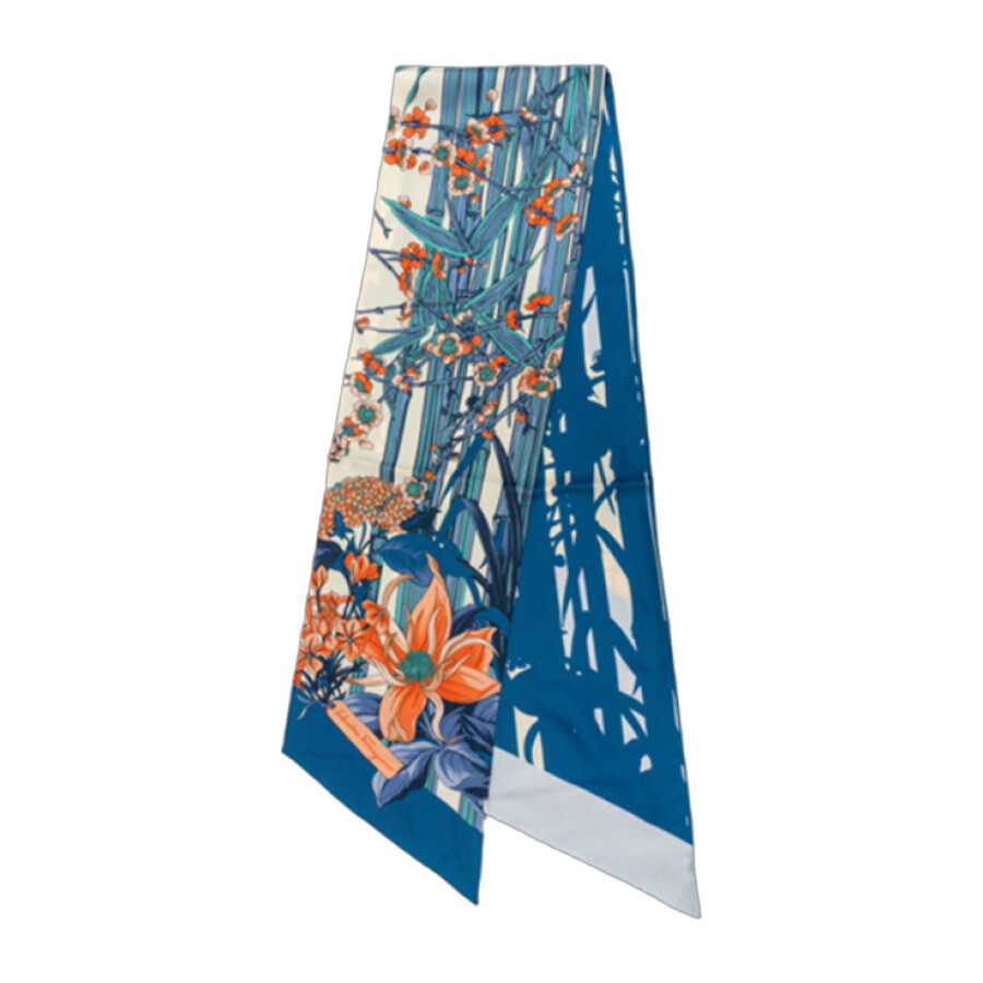 Womens Heron Print Silk Scarf