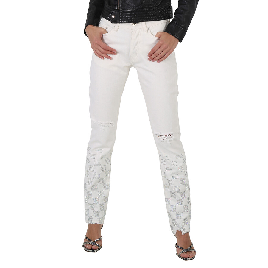 Embellish Crystal Checkerboard Pants