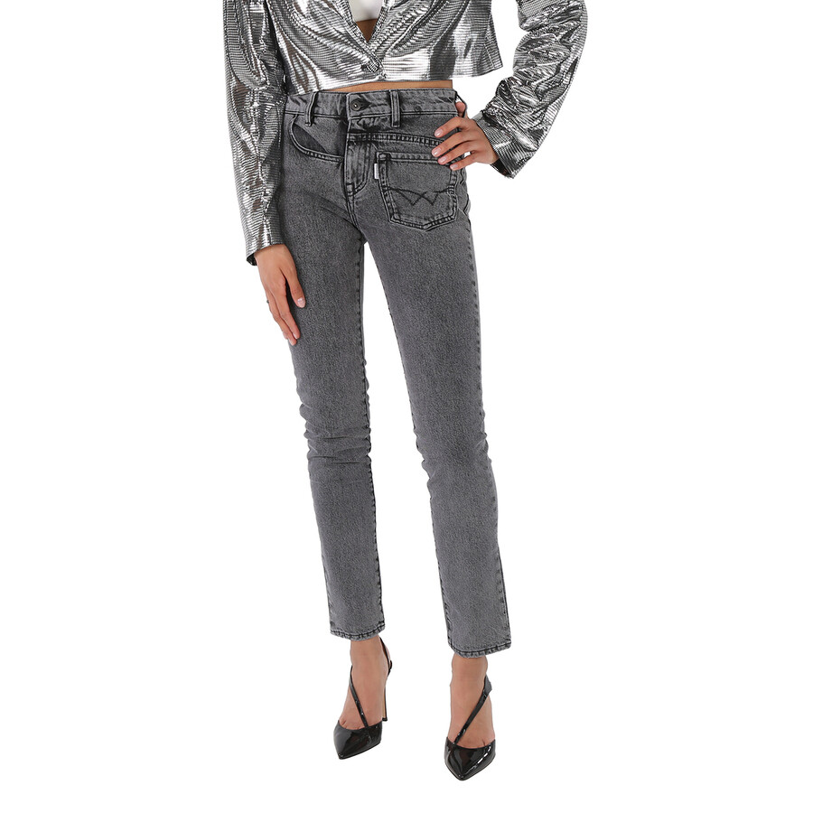 Ladies Black Twisted Slim Jeans