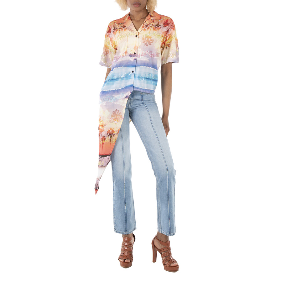 Ladies T-Shirt Multicolor Sunny Poplin Beach