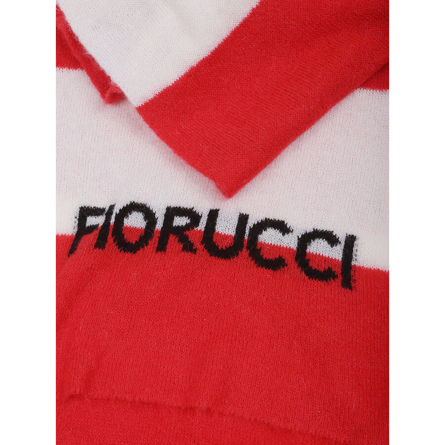 Fiorucci Red Striped Logo Alpaca Scarf In Red