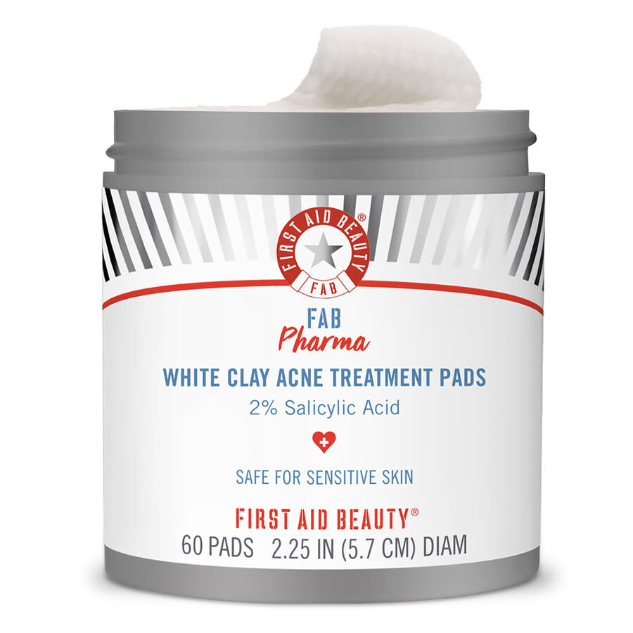 First Aid Beauty Fab Pharma White Clay Acne Treatment Pads 2% Salic Skin Care 815517024964