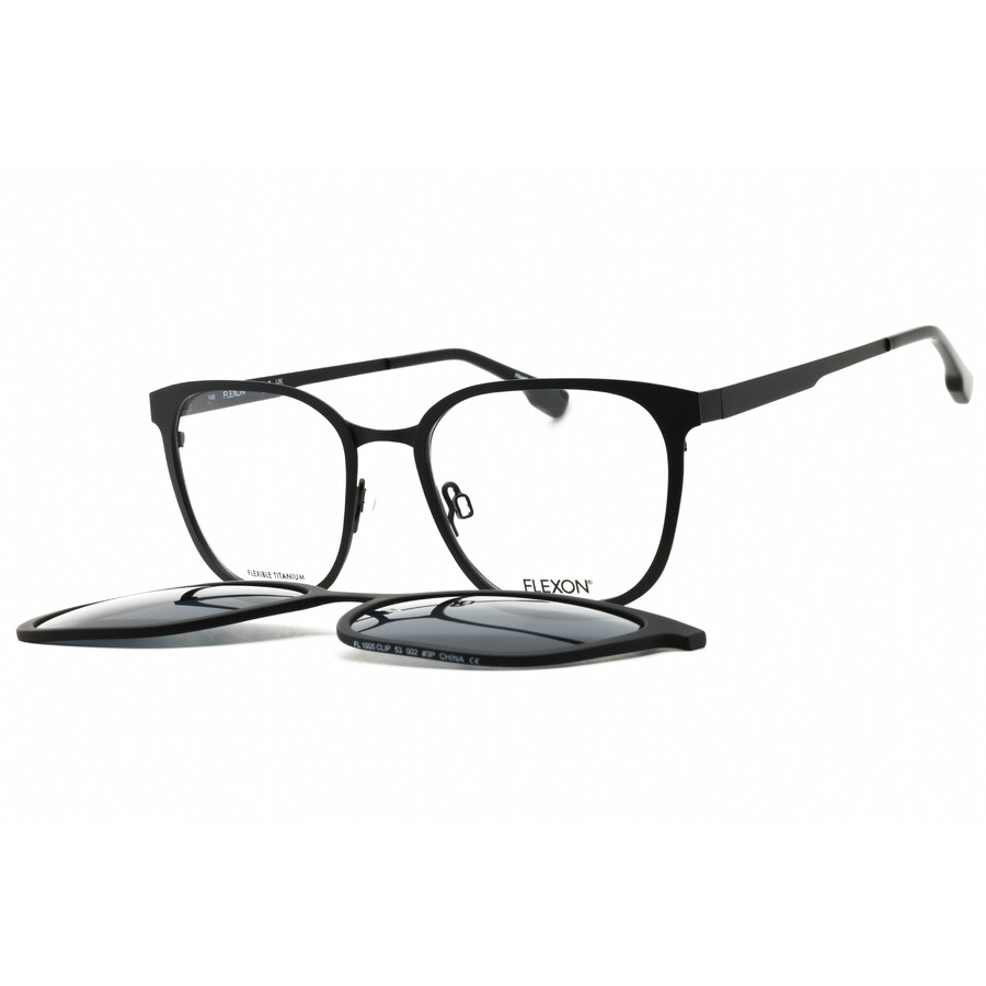 Flexon Demo With Dark Grey Clip-on Square Men's Eyeglasses Flx1005mag-set 002 53 In Brown