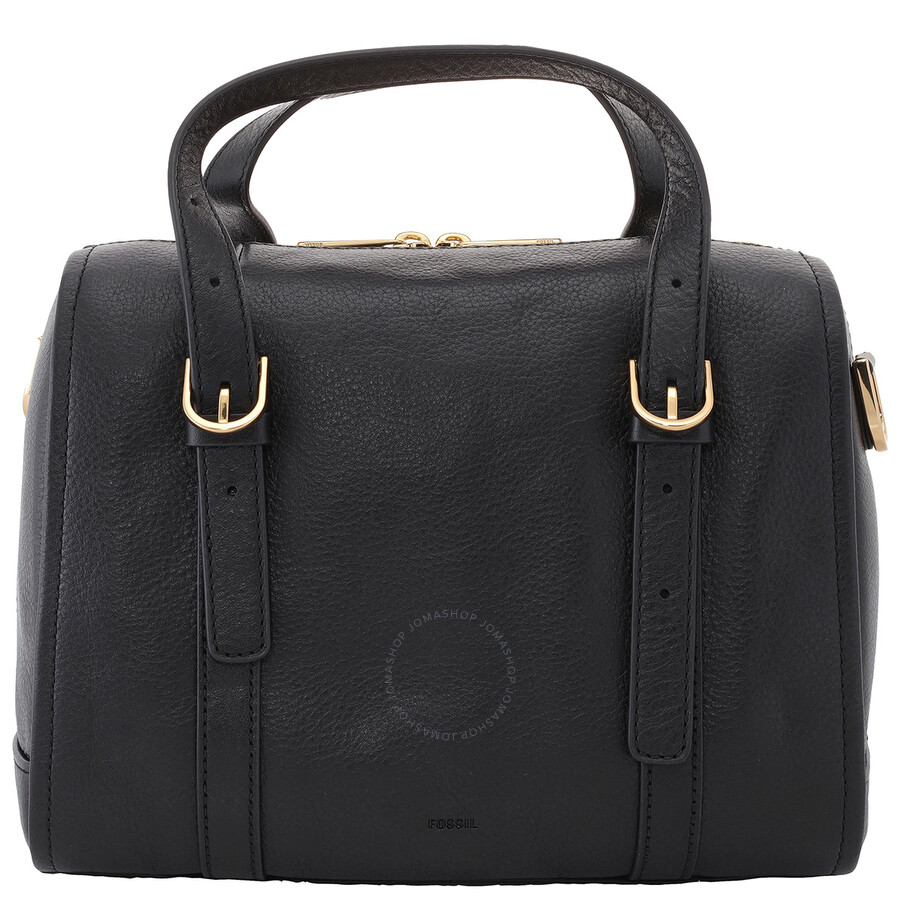Fossil Black Leather Carlie Satchel In Black
