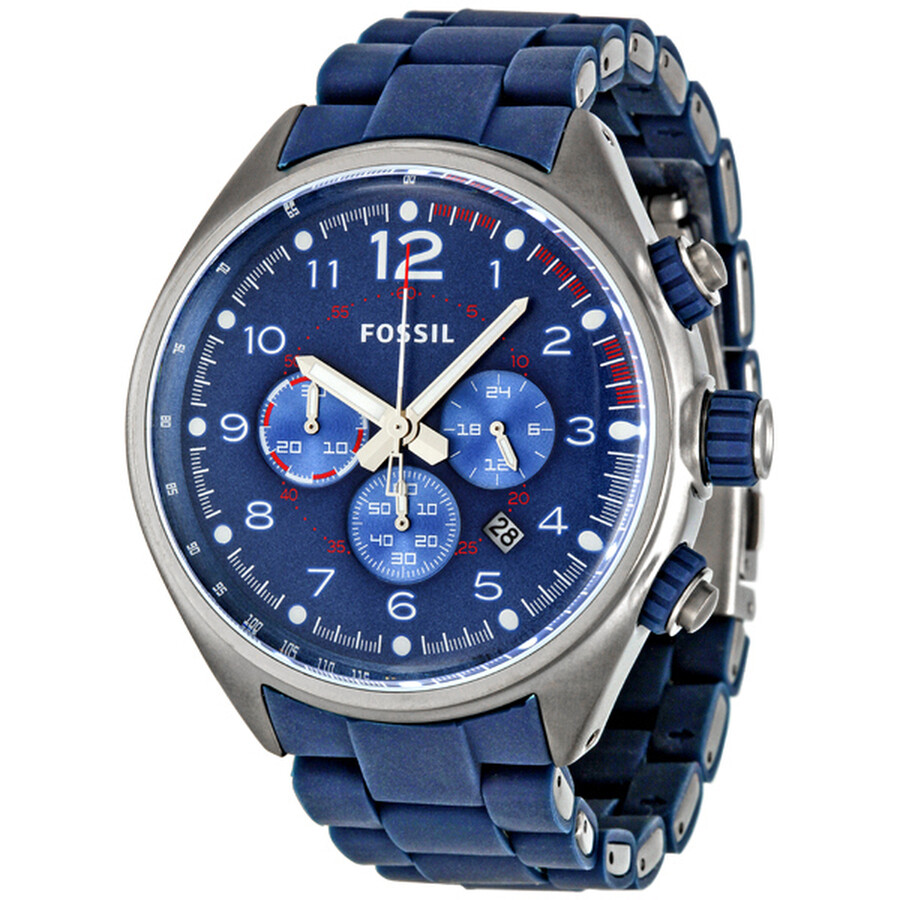 Fossil Flight Chronograph Blue Silicone Strap Men's Watch CH2728