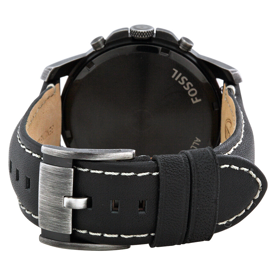 Fossil Grant Chronograph White Dial Black Leather Men's Watch FS4921