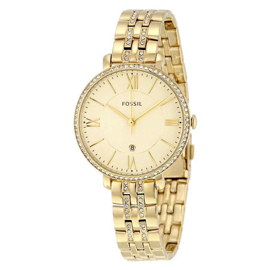 Fossil Jacqueline Champagne Dial Goldtone Ladies Watch ES3547