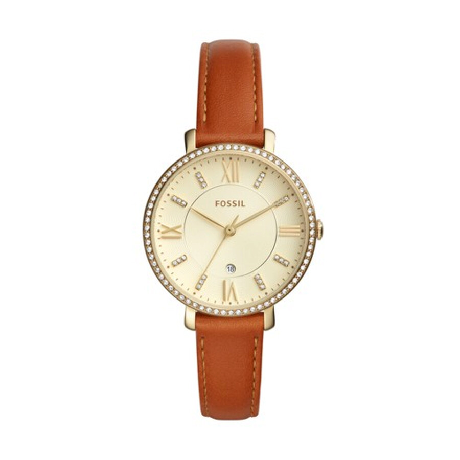 Fossil Jacqueline Gold Dial Ladies Leather Watch ES4293 Watches