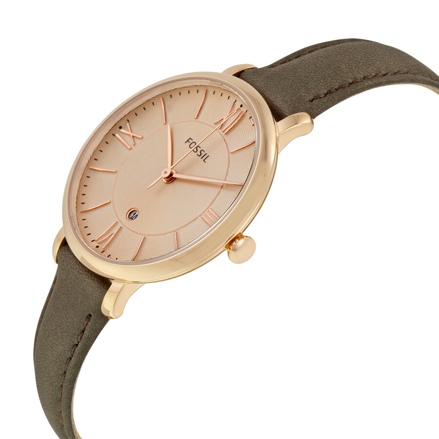 Fossil Jacqueline Rose Dial Grey Leather Strap Ladies Watch ES3707