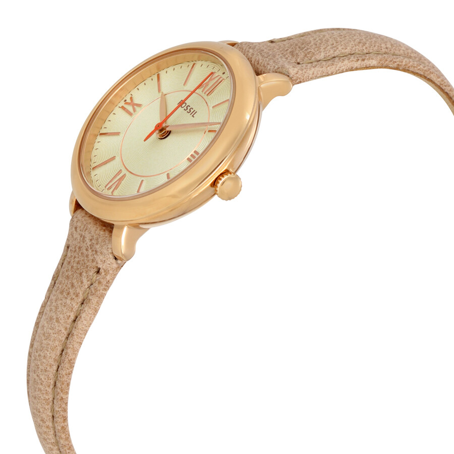 Fossil Jacqueline Silver Dial Sand Leather Ladies Watch ES3802