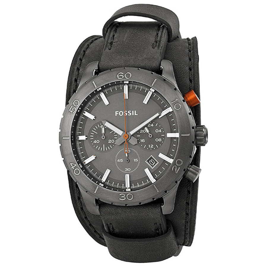 fossil leather cuff watch