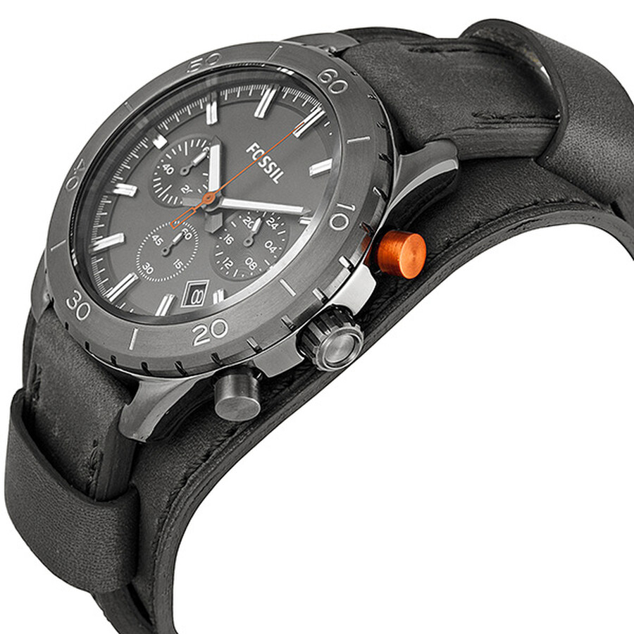 Fossil Keaton Cuff Chronograph Grey Leather Men's Watch JR1418 Aeroflite Fossil Watches