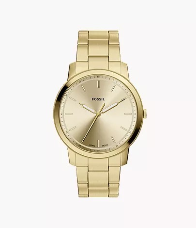 Fossil Minimalist Quartz Gold Dial Men's Watch FS6181