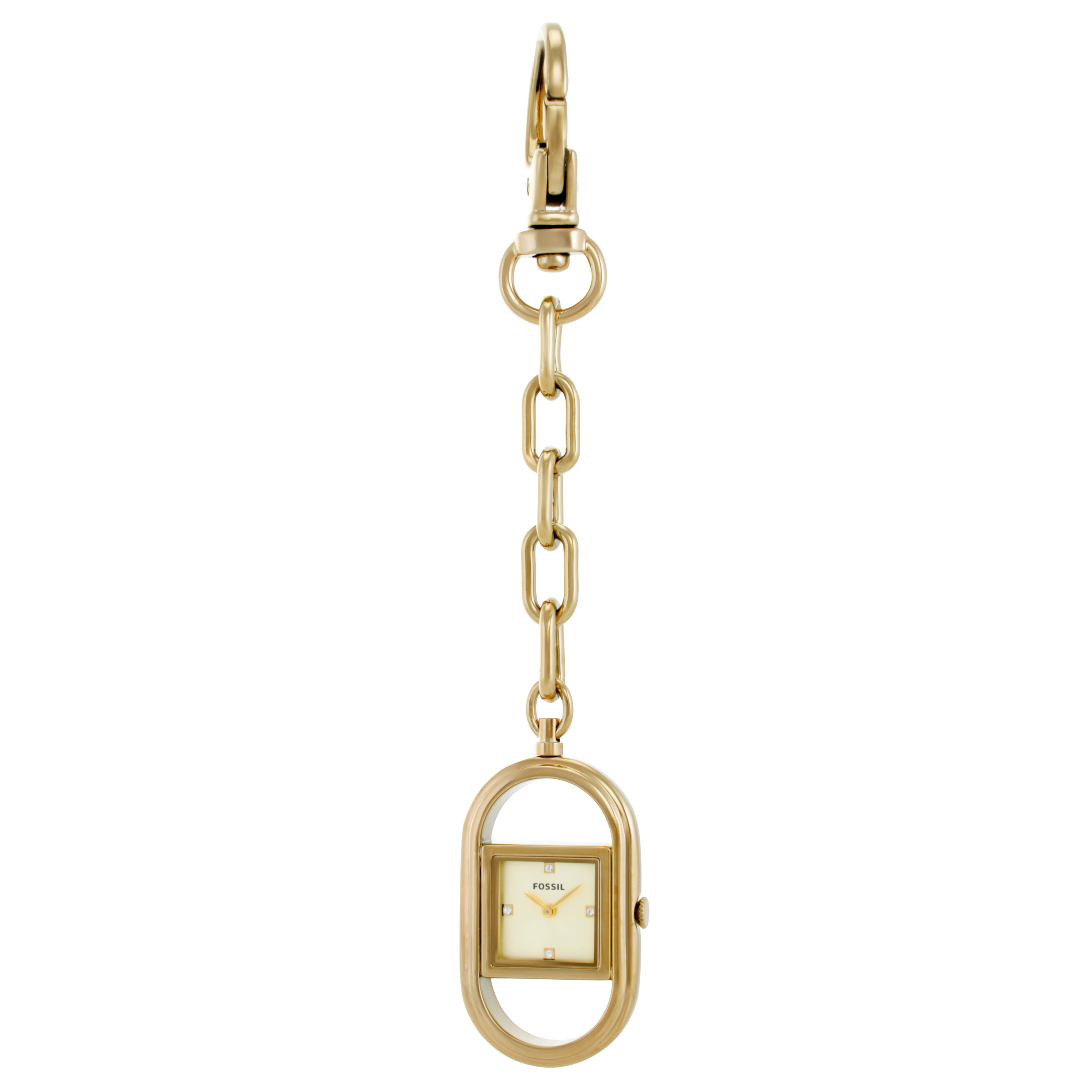 Fossil Quartz Crystal Gold Dial Ladies Watch Bag Charm ES5487