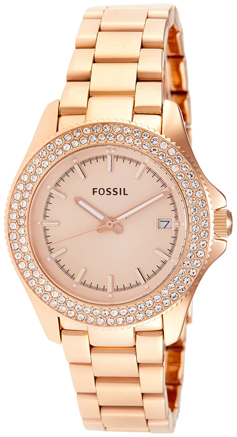 Fossil Retro Traveler Rose Dial Rose 