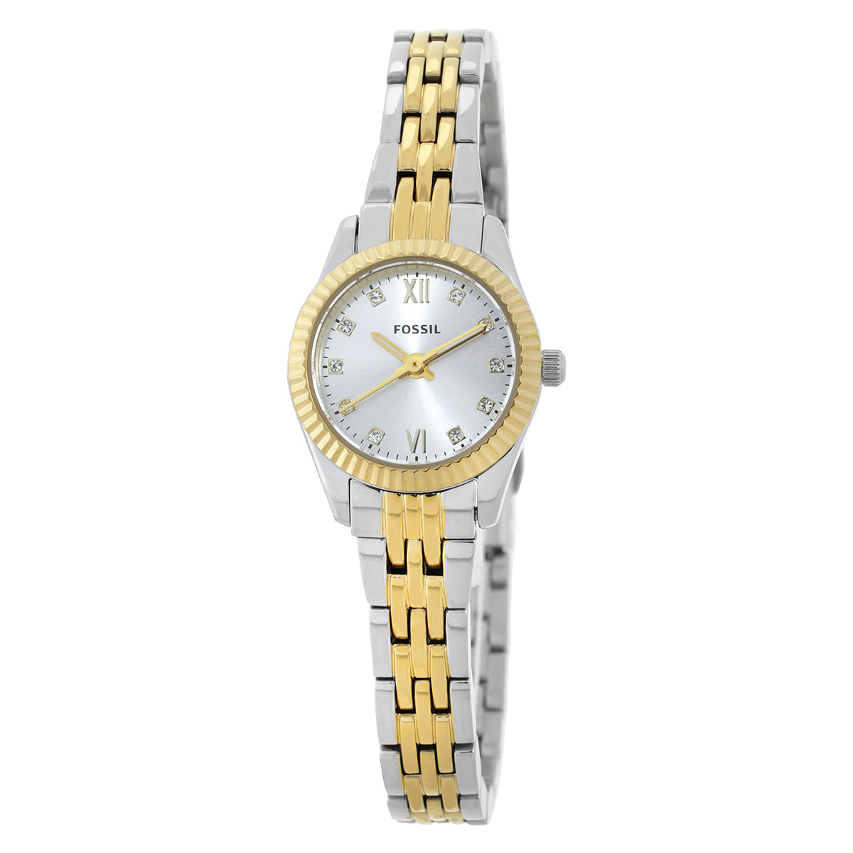 Fossil Scarlette Mini Quartz Silver Dial Two-Tone Ladies Watch ES5473