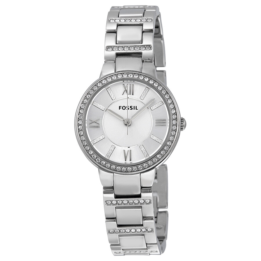 Fossil Virginia Silver Dial Stainless Steel Ladies Watch ES3282 ...