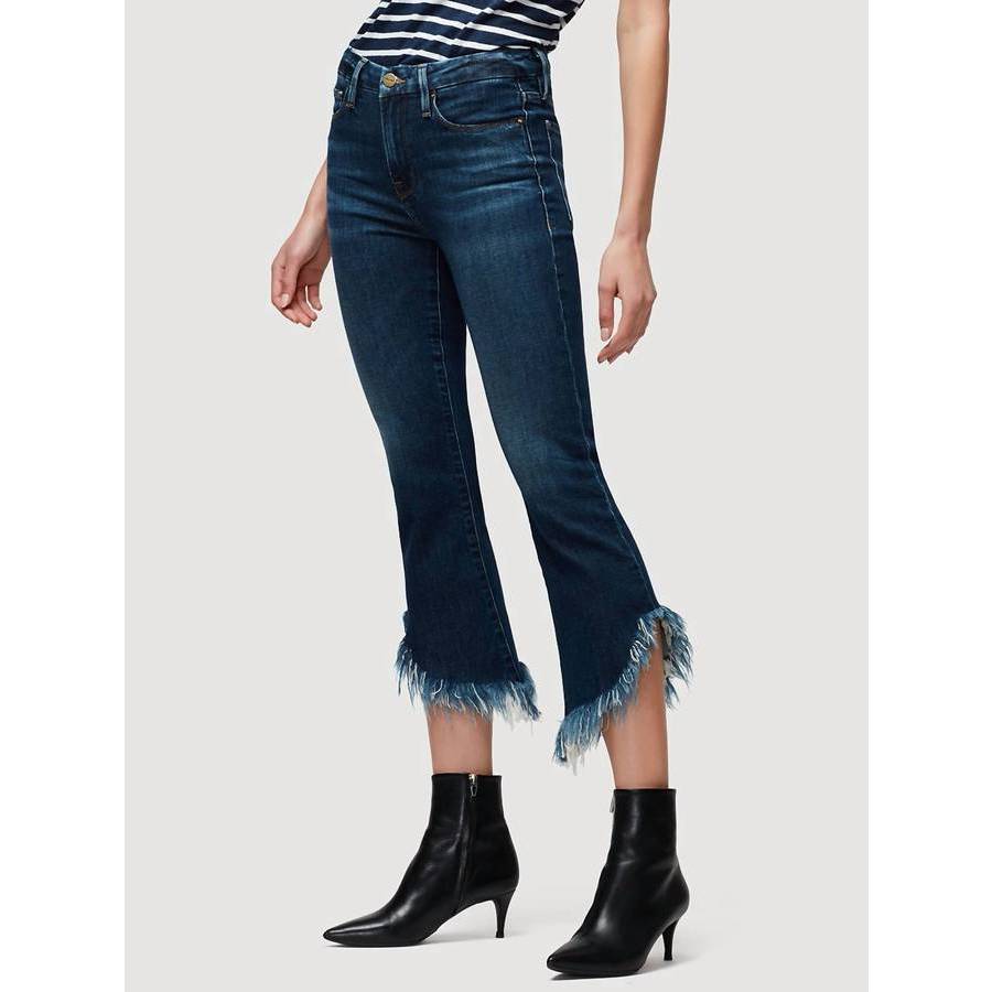 Frame Ladies Le Crop Mini Boot Shredded Raw Jean Bayberry 72023