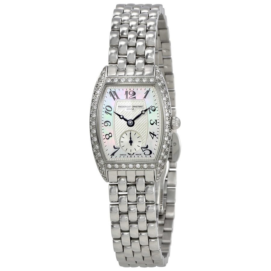 Frederique Constant Art Deco Mother of Pearl Silver Dial Ladies Diamond Watch FC-235APW1TPV26B