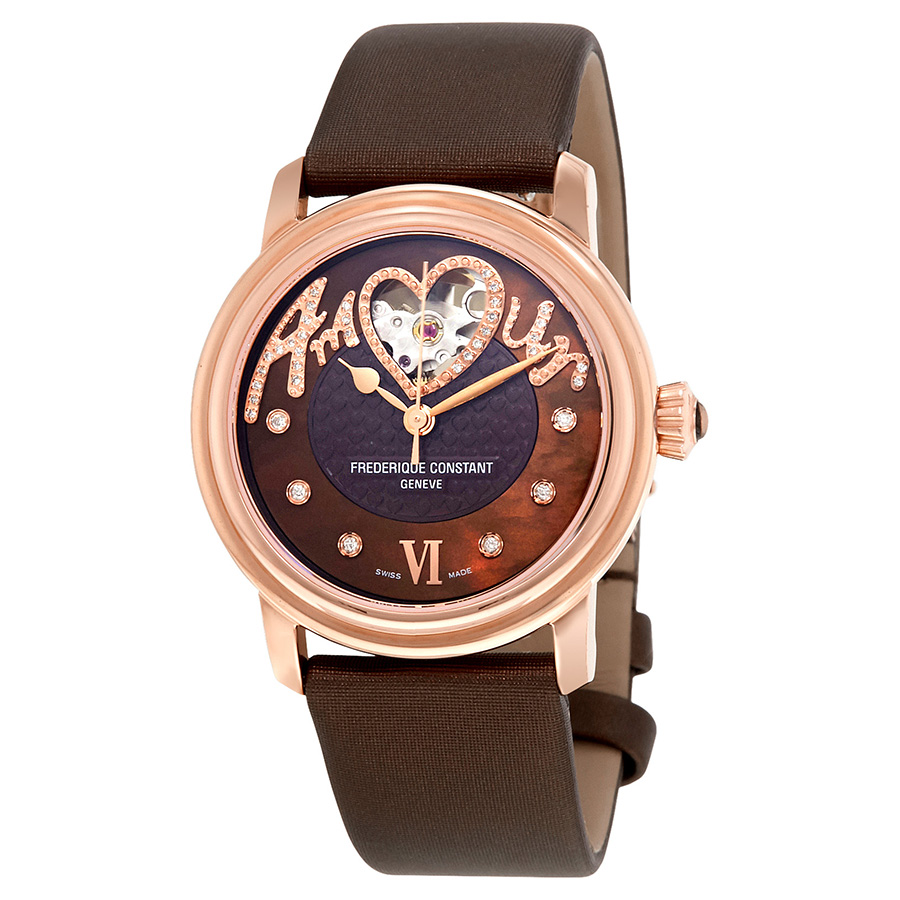 Frederique Constant Automatic Brown Dial Diamond Ladies Watch 310CSQ2P4