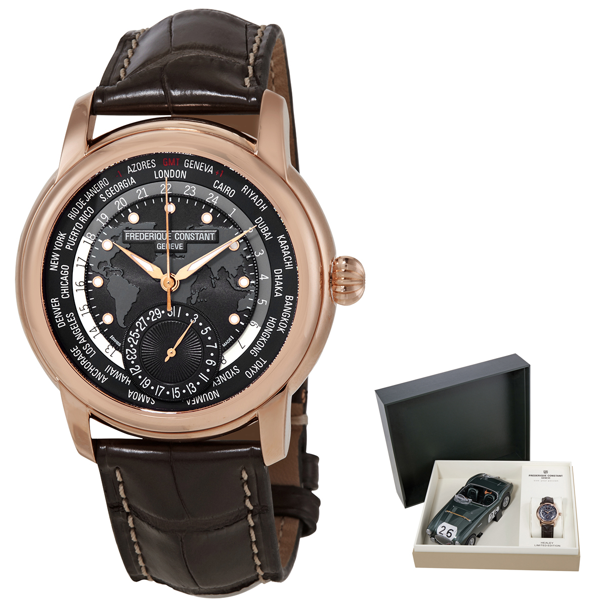 Frederique Constant Classic Wolrdtimer Automatic Dark Grey Dial Men's Watch FC-718DGWM4H4