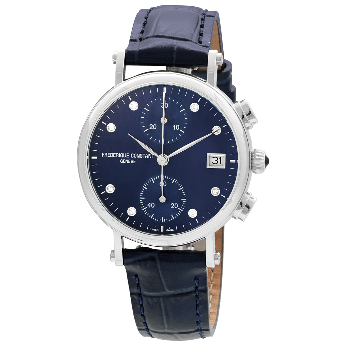 Frederique Constant Classics Chronograph Quartz Diamond Blue Dial Ladies Watch FC-291MPND2R6