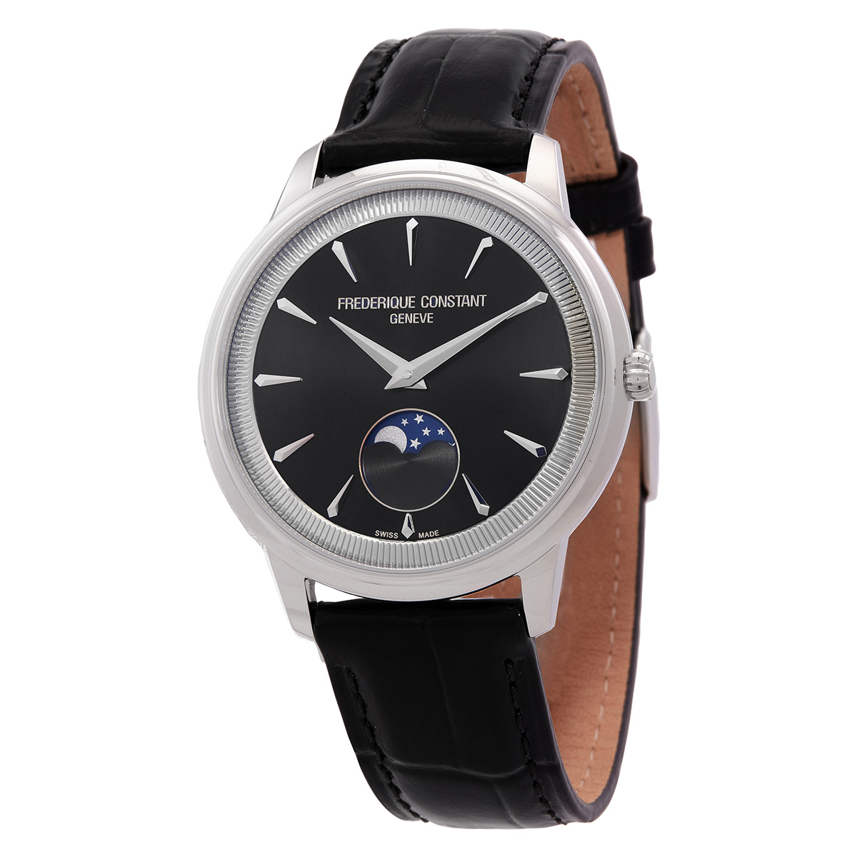 Frederique Constant Classics Moneta Moonphase Quartz Black Dial Watch FC-206B3S6