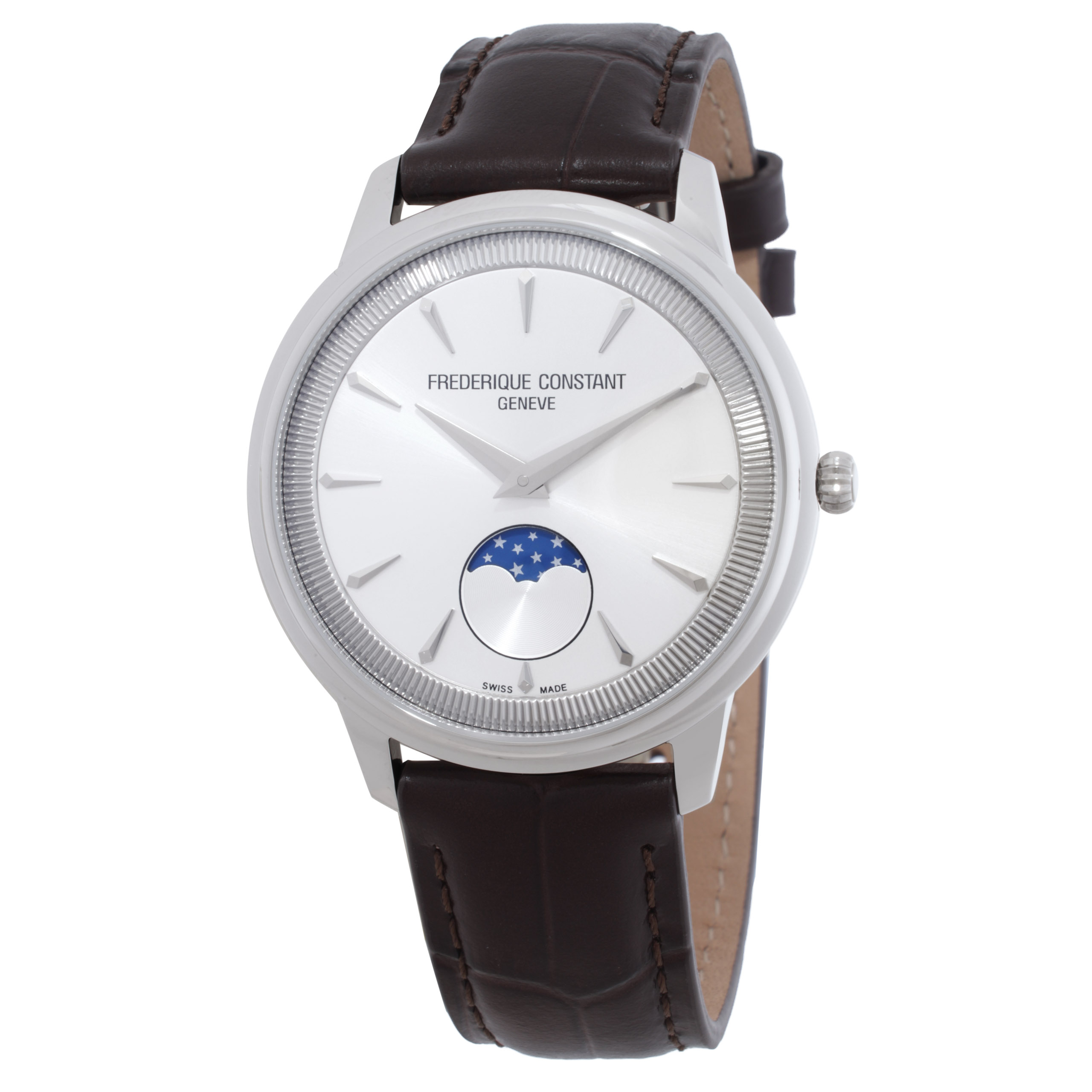 Frederique Constant Classics Moneta Moonphase Quartz Silver Dial Watch FC-206S3S6
