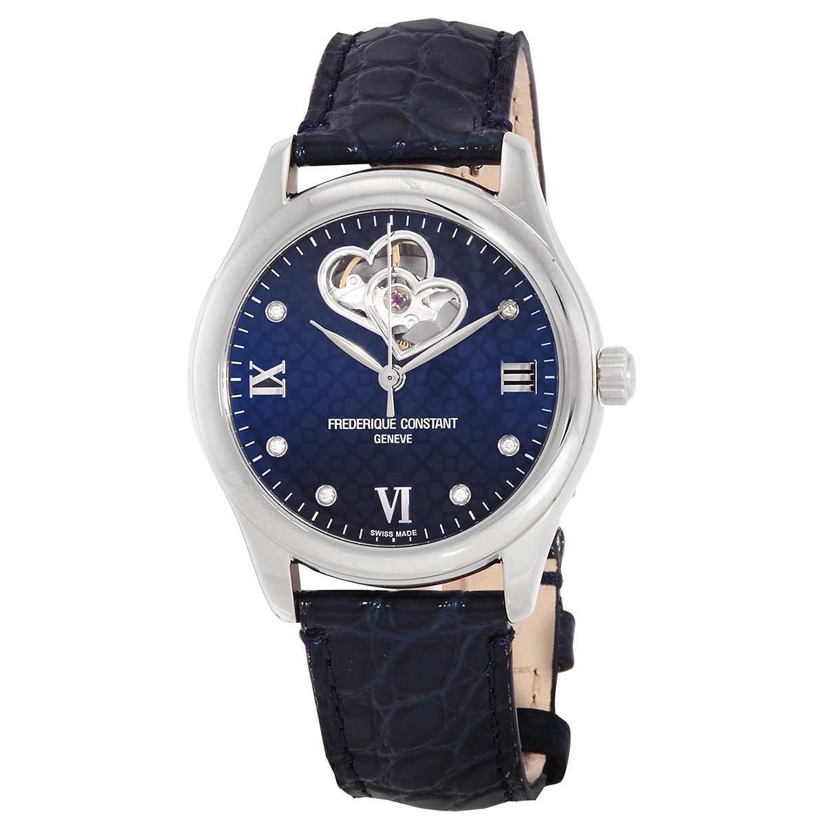 Frederique Constant Double Heart Beat Automatic Diamond Blue Dial Ladies Watch FC-310NDHB3B6