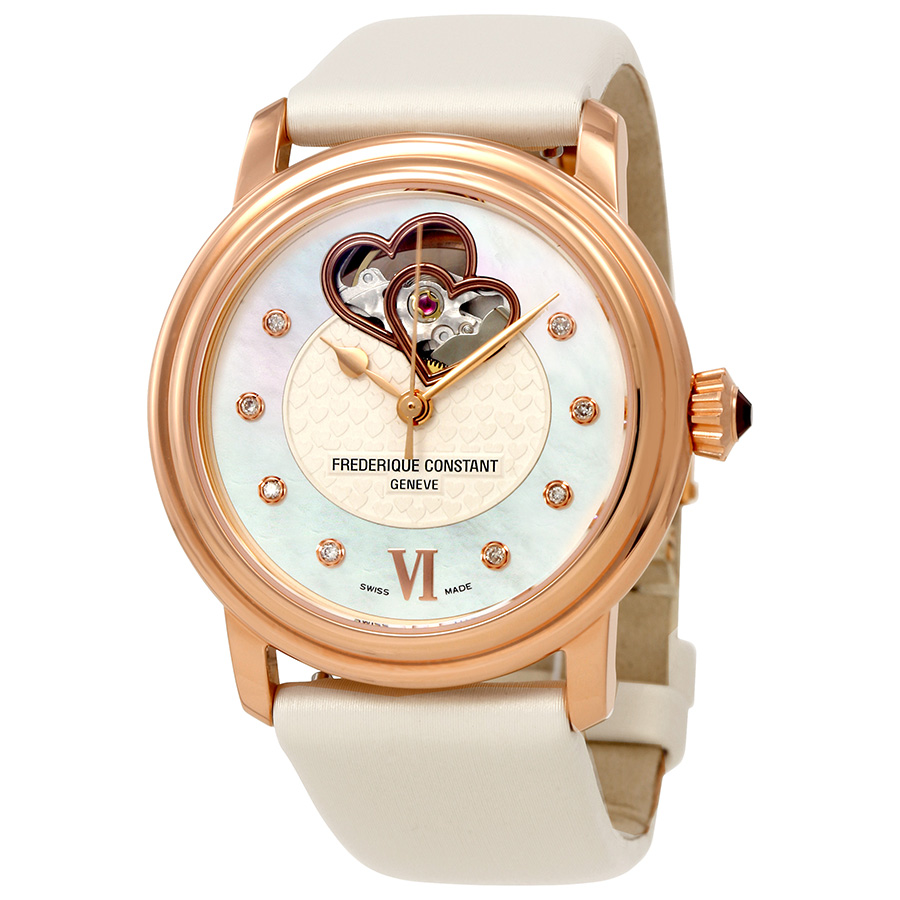 Frederique Constant Double Heart Beat Mother of Pearl Dial Ladies Watch 310DHB2P4