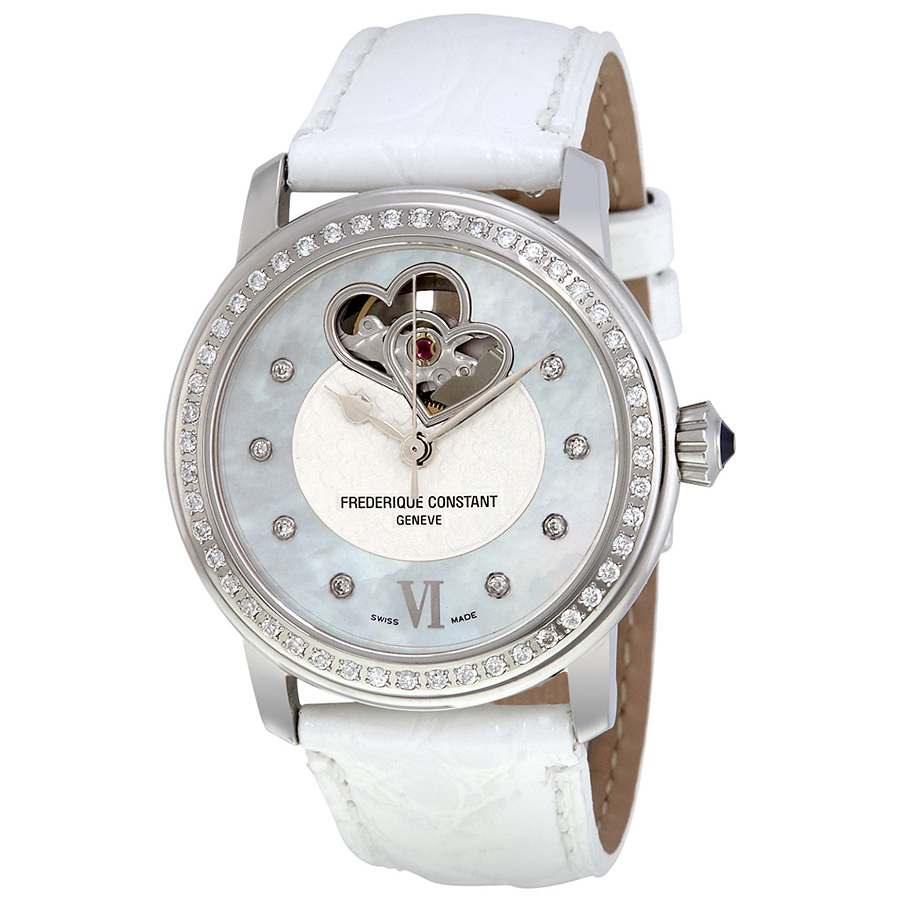 Frederique Constant Heartbeat Automatic Diamond Ladies Watch FC-310BDHB2PD6-WH