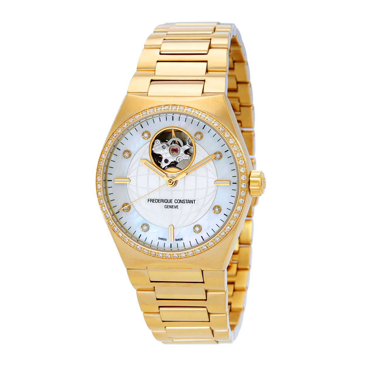 Frederique Constant Highlife Automatic Heart Beat Diamond Silver Dial Ladies Watch FC-310MPWD2NHD5B