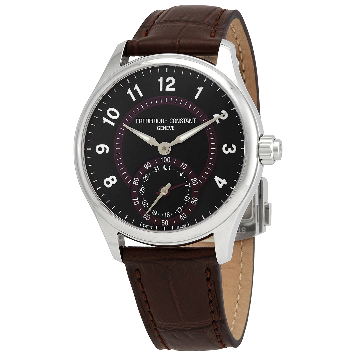 Frederique Constant Horological Quartz Dark Brown Leather Men's Smart Watch FC-285BBR5B6BR