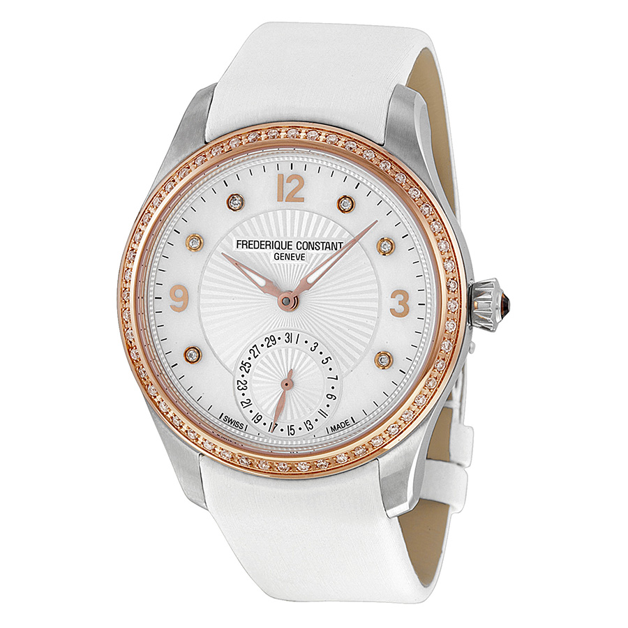 Frederique Constant Maxime White Dial White Textile Strap Ladies Watch 700MPWD3MDZ9
