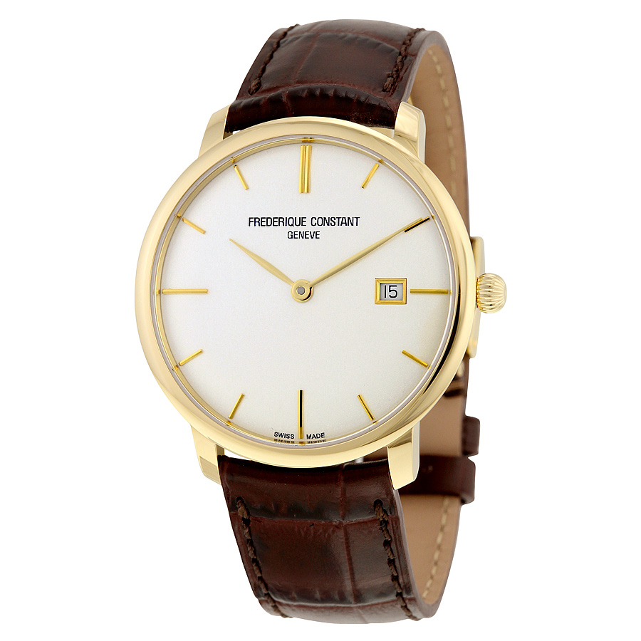 Frederique Constant Slim Line Automatic White Dial Brown Leather Men's Watch 306V4S5