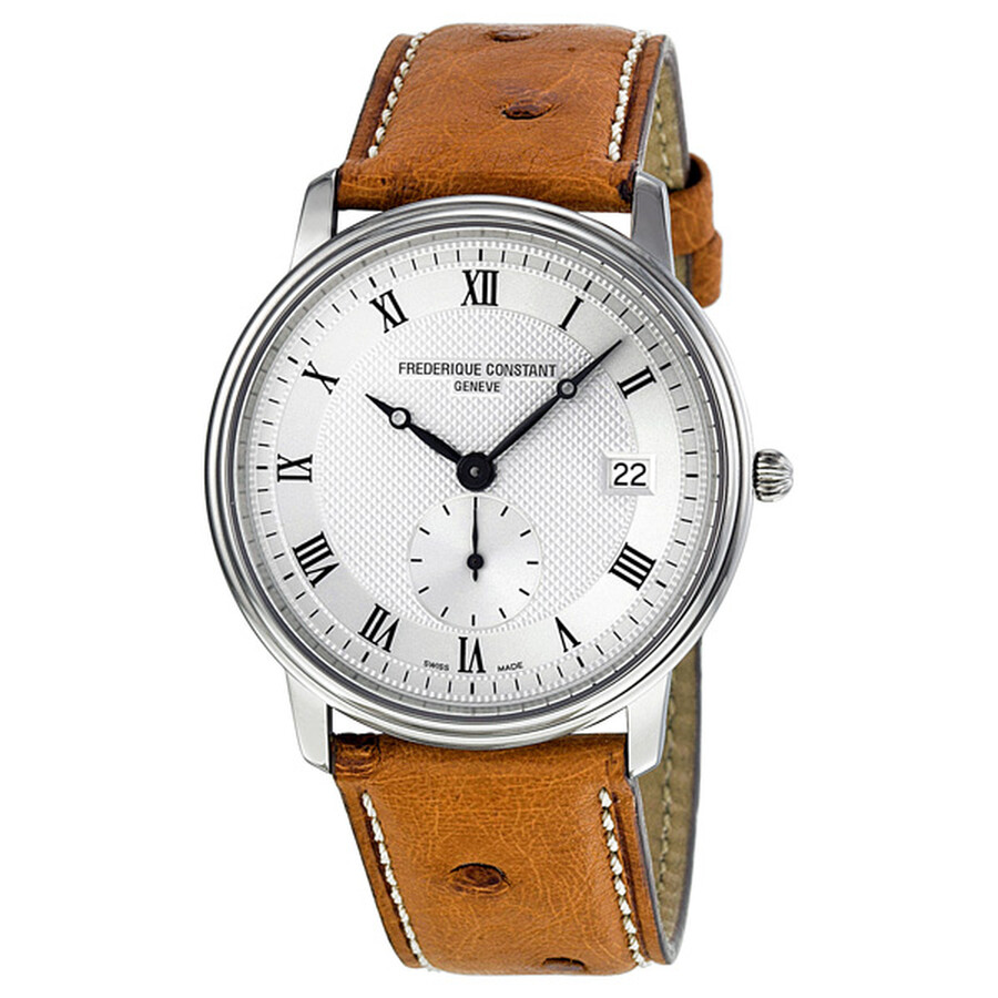 white dial brown leather strap watch