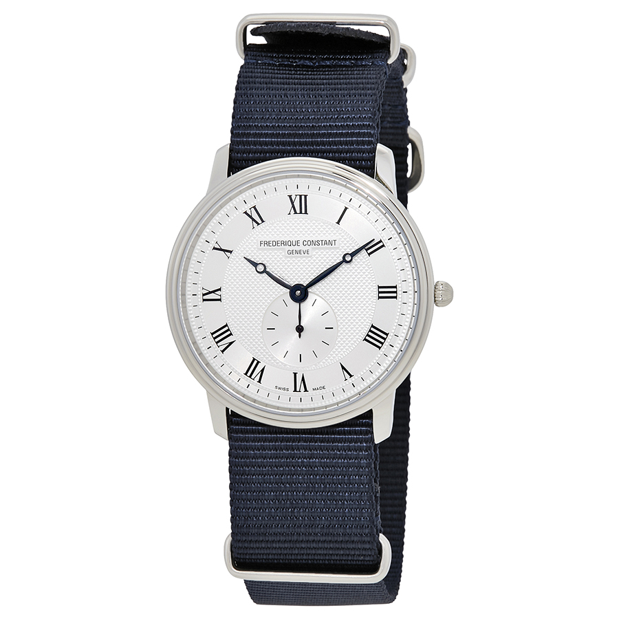 Frederique Constant Slimline Canvas Silver Dial Unisex Watch FC-235M4S6-NAVY