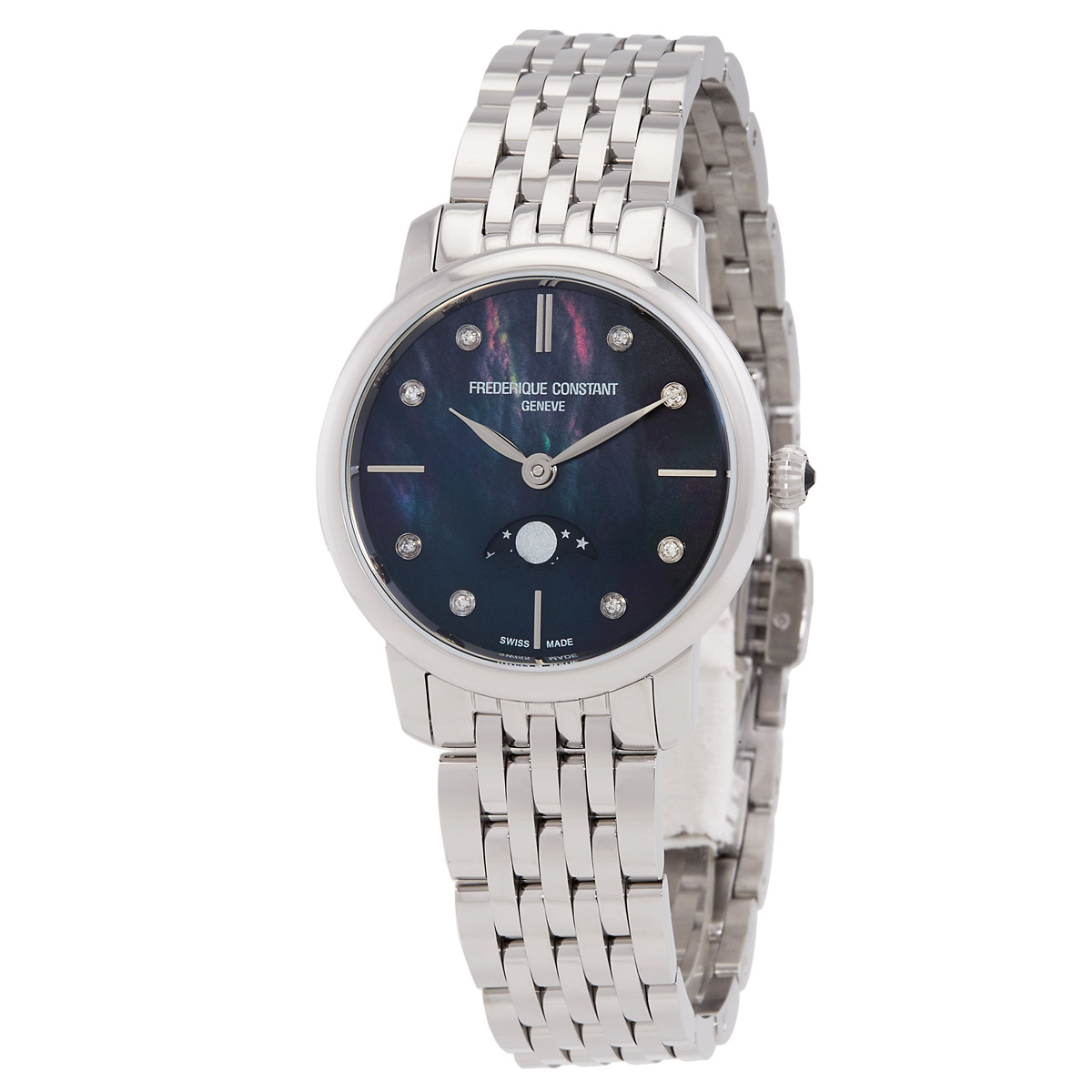 Frederique Constant Slimline Moonphase Quartz Diamond Ladies Watch FC-206MPBD1S6B