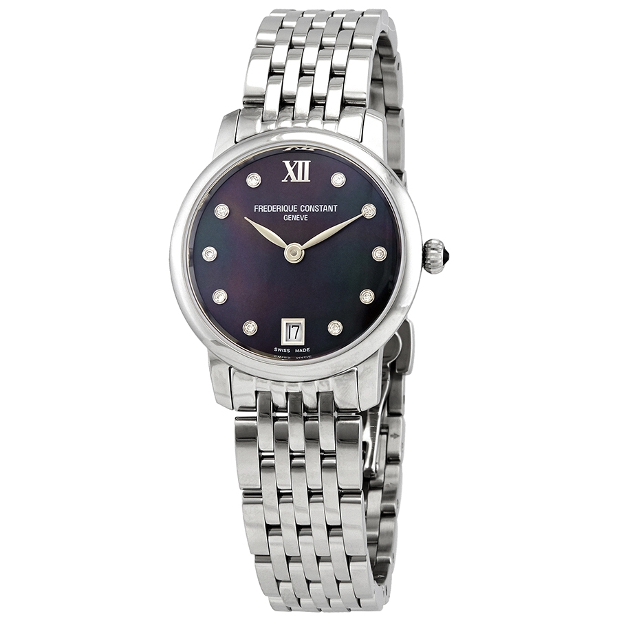 Frederique Constant Slimline Quartz Diamond Ladies Watch FC-220MPBD1S26B