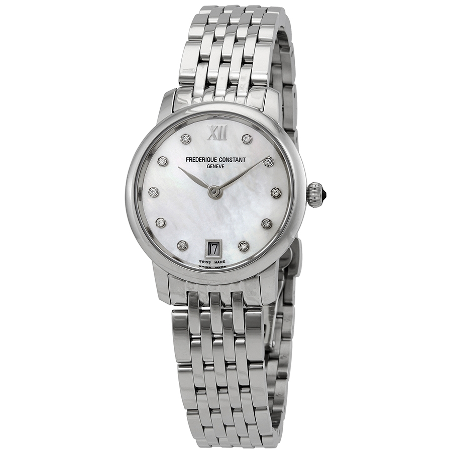 Frederique Constant Slimline Quartz Diamond Ladies Watch FC-220MPWD1S26B
