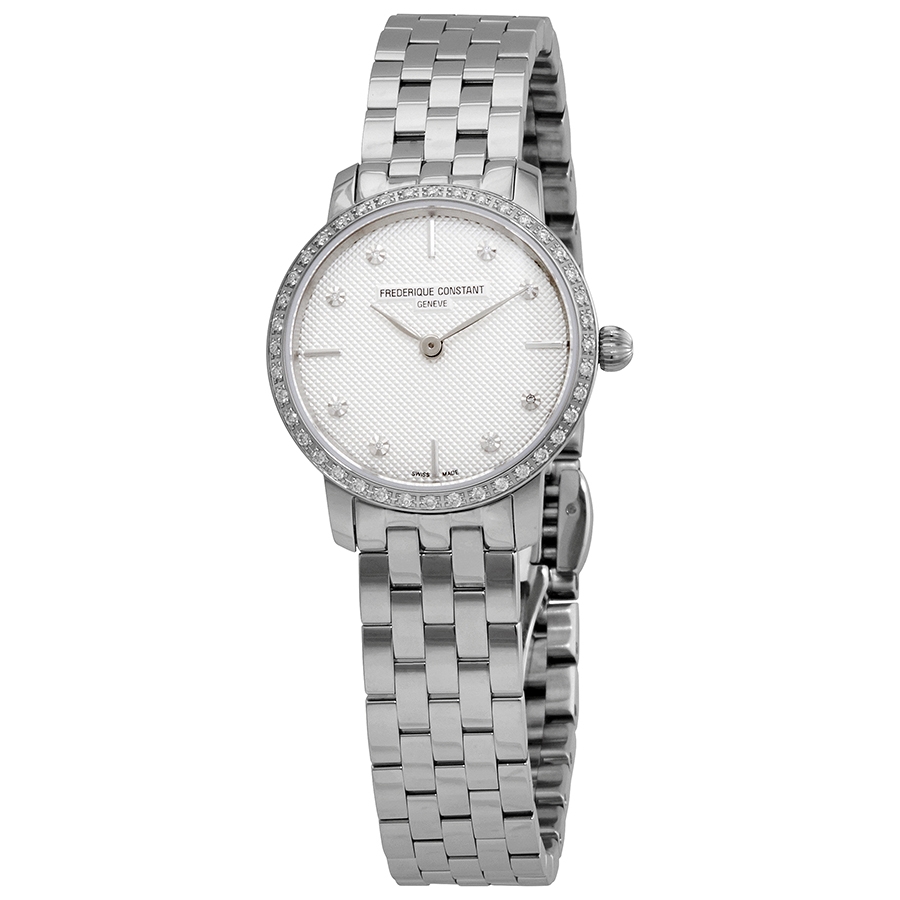 Frederique Constant Slimline Quartz Diamond White Dial Ladies Watch FC-200STDSD6B