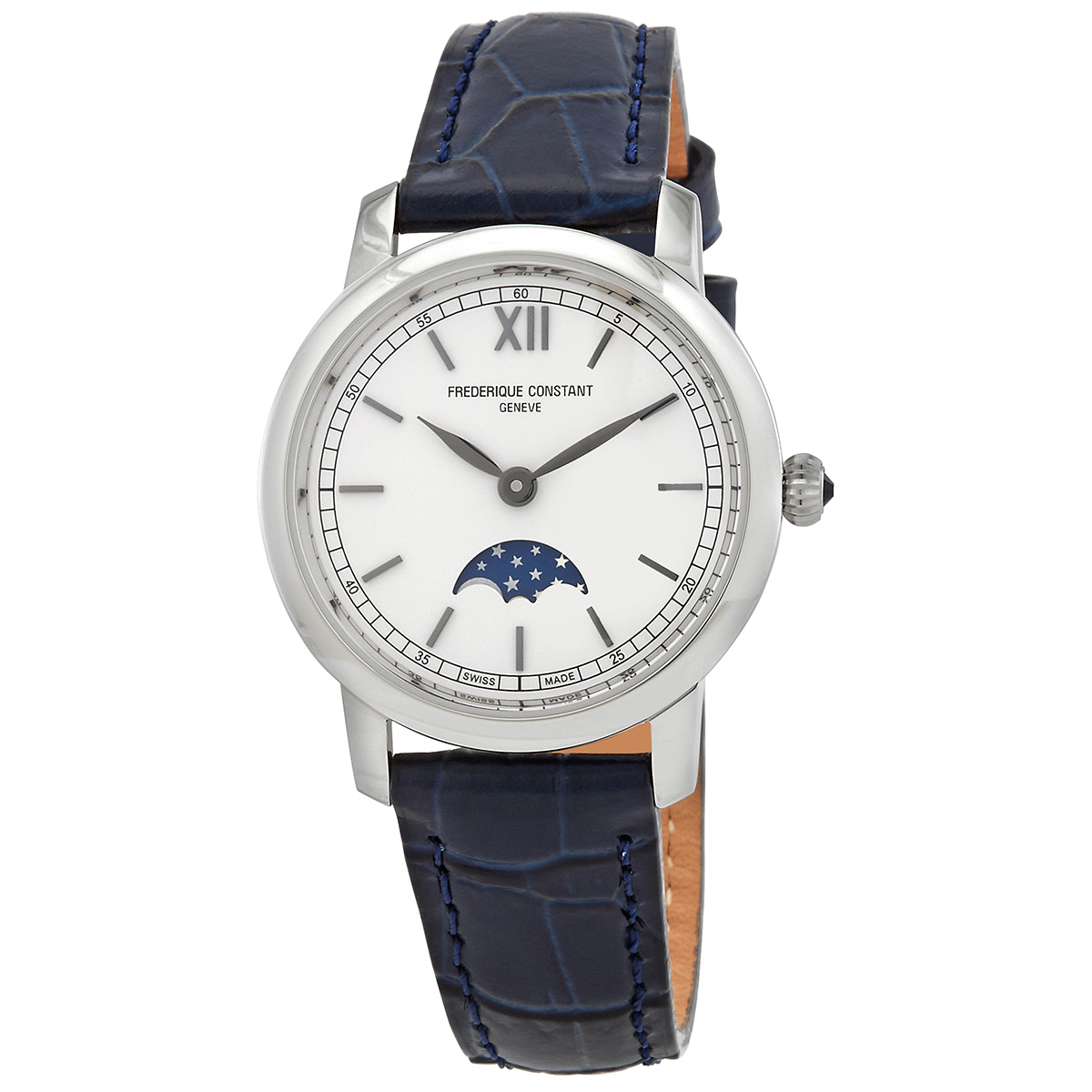 Frederique Constant Slimline Quartz Moon Phase Silver Dial Ladies Watch FC-206SW1S6