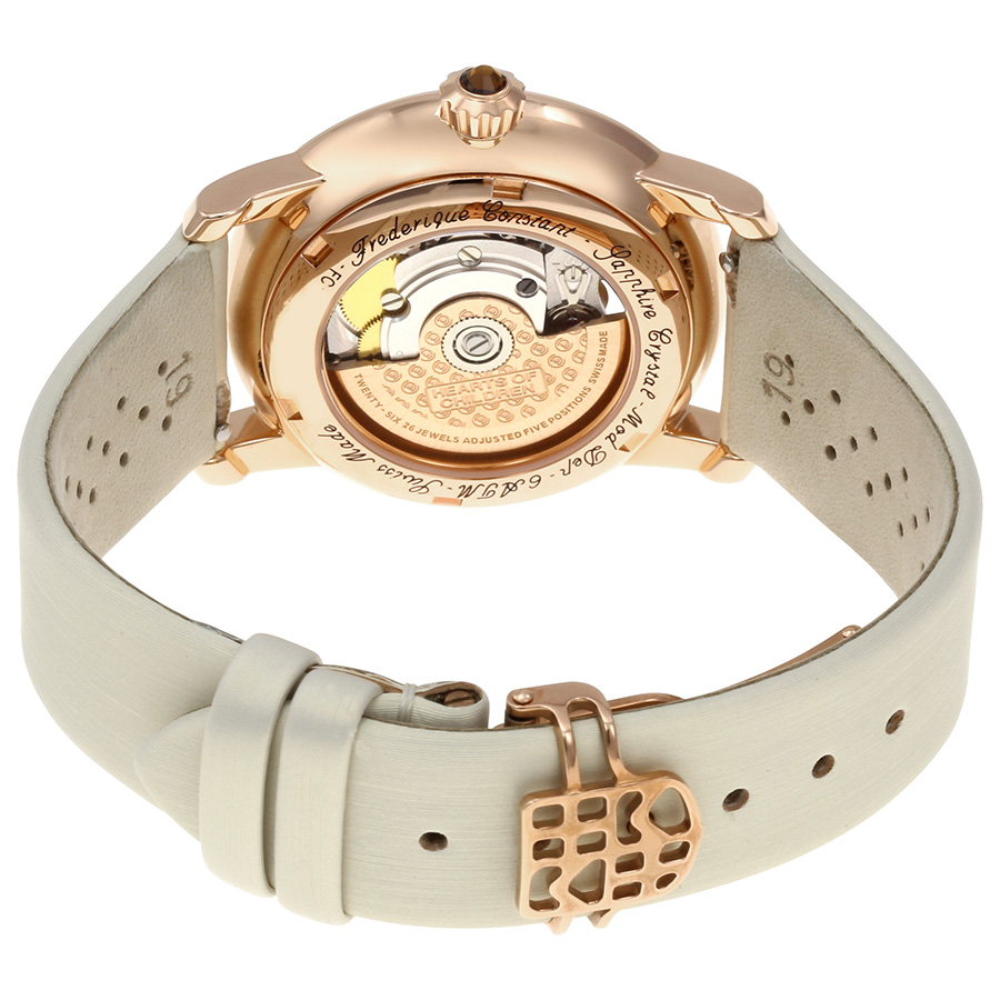 frederique constant rose gold plated leather analogue watch