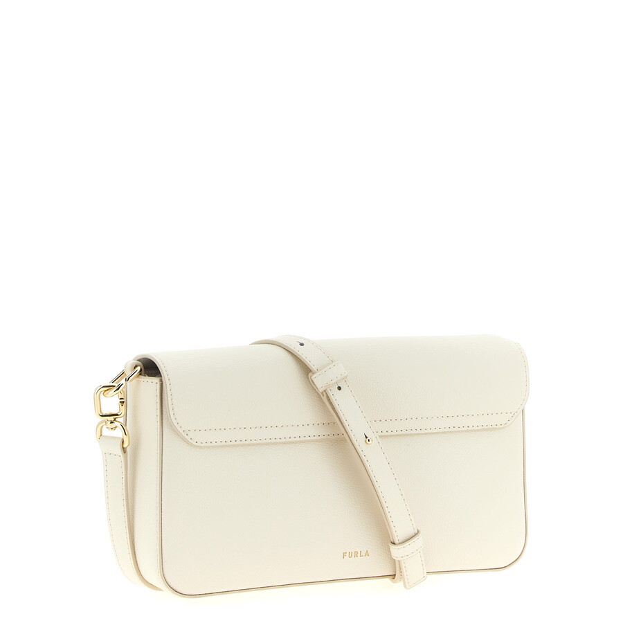 Furla Iride Small Cream Leather Crossbody Bag In Neutral