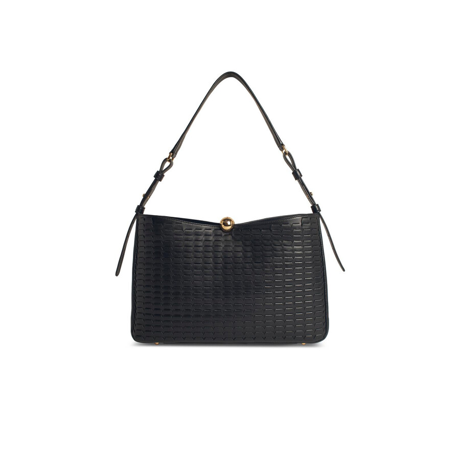 Furla Large Sfera Soft Black Leather Bag In Black