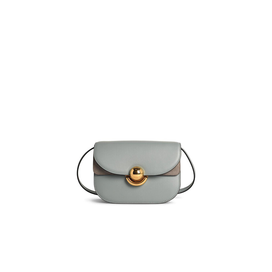 Furla Light Blue Leather Mini Sfera Crossbody Bag In Gray