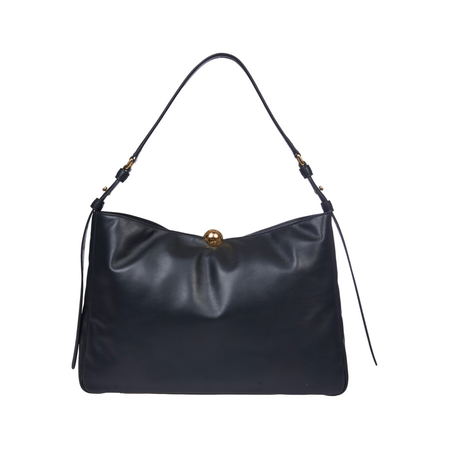 Furla Logo Debossed Medium Shoulder Bag In Blue