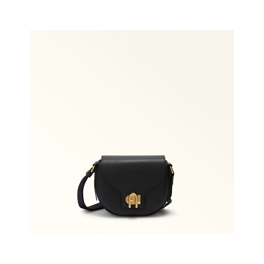 Furla Lotus Mini Leather Shoulder Bag Black Color In Black