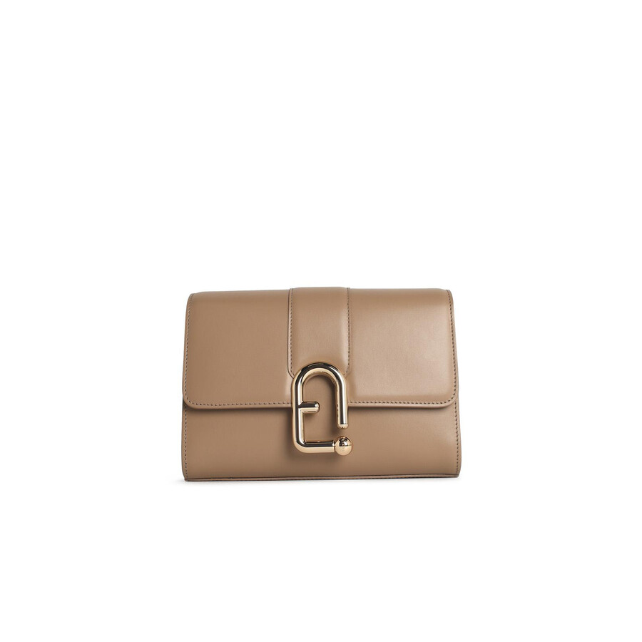 Furla Urban S Beige Leather Crossbody Bag In Brown