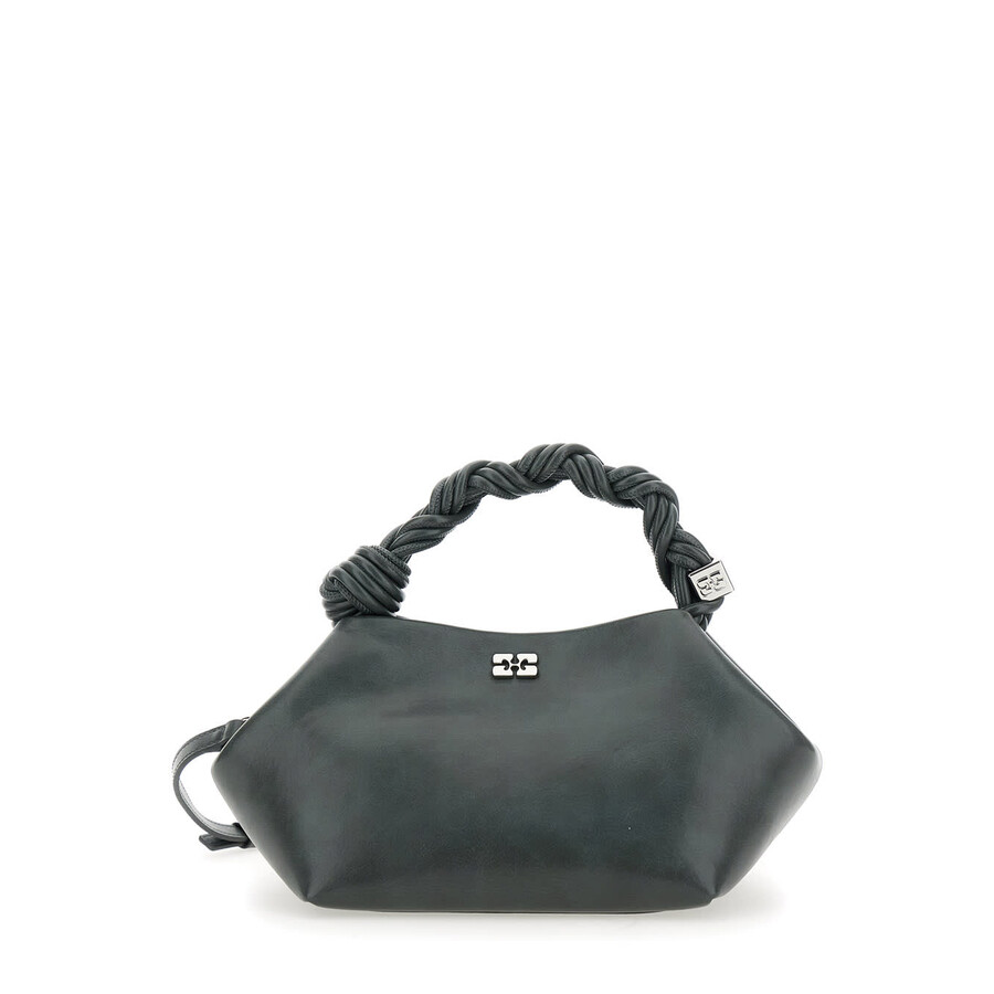 Ganni Bou Grey Handbag With Adjustable And Removable Shoulder Strap In Leather Woman In Gray